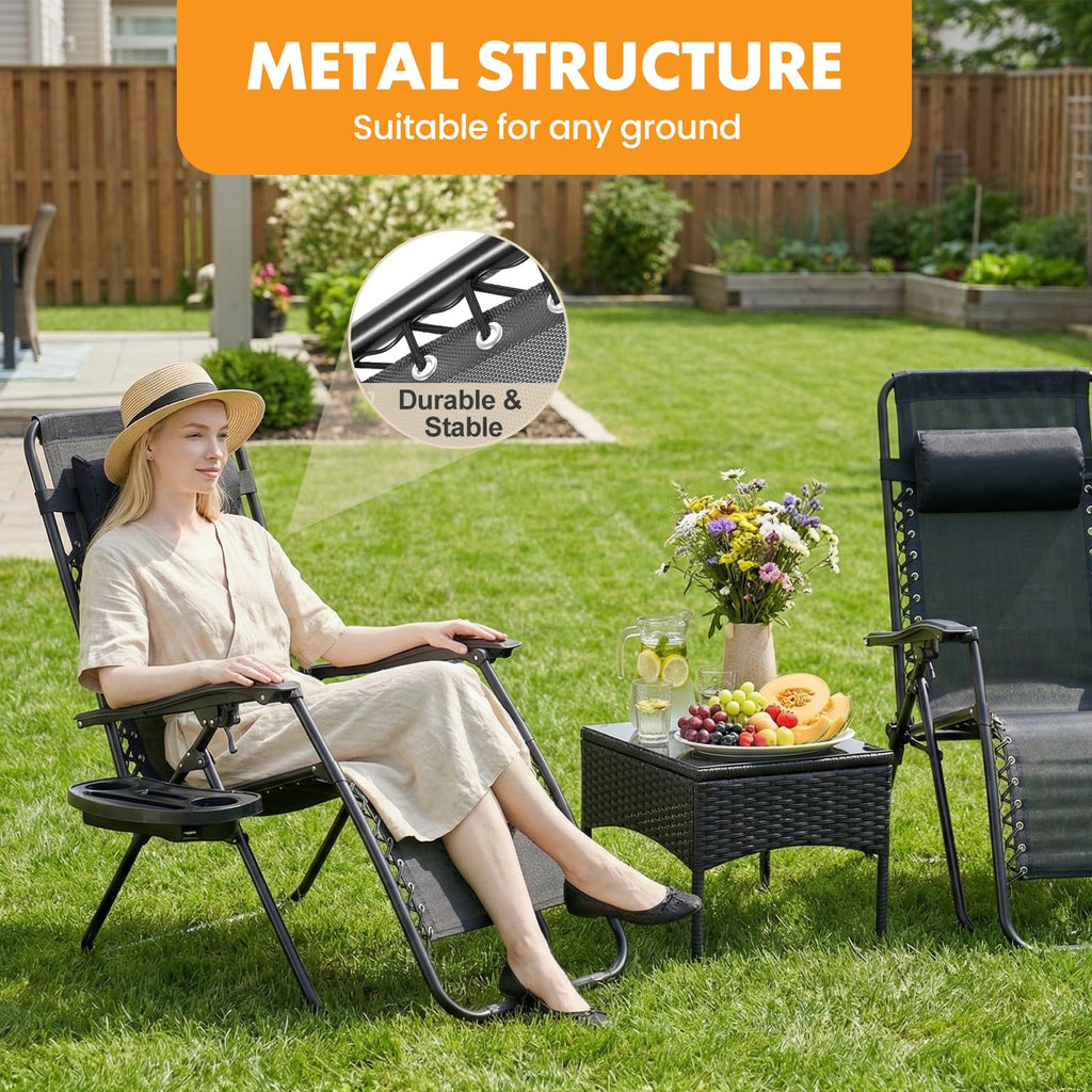 NEWBULIG Zero Gravity Chairs Set of 2, Folding Lounge Recliner Chair
