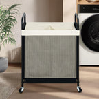 Laundry Hamper 2 Section, 100L Rolling Laundry Sorter Cart with Removable and Washable Liner Bag, Clothes Hamper with Wheels and Metal Handle for