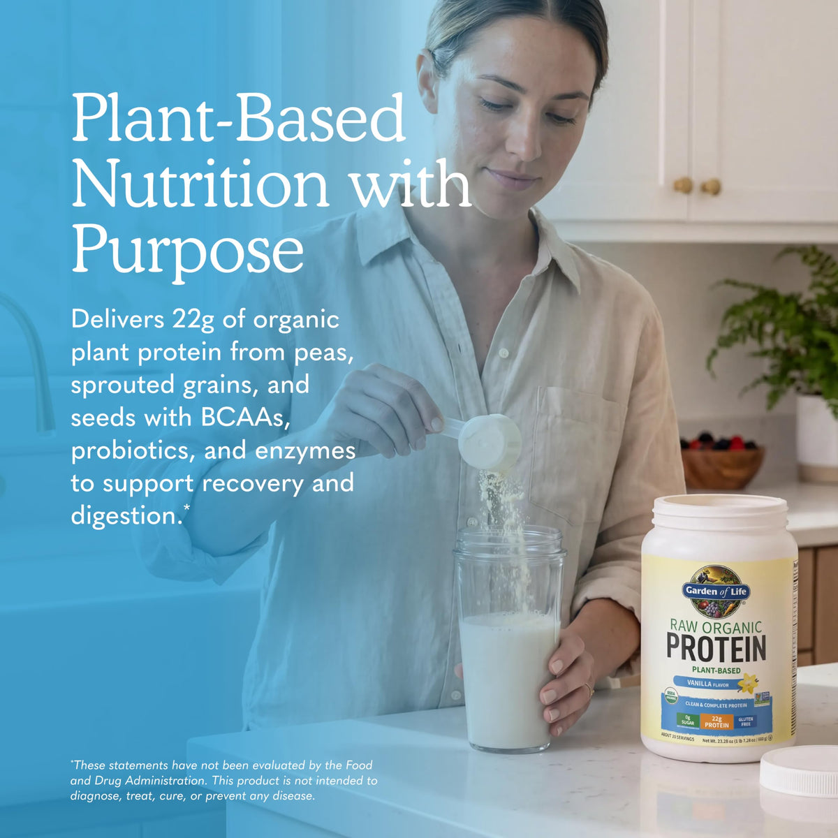 Garden of Life Raw Organic Protein Powder, Vegan, Vanilla, 20 Servings