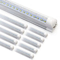 10-Pack 8ft LED Shop Light Fixture - 90W T8 Integrated LED Tube Light - 6500K 12000LM V-Shape Linkable - High Output - Clear Cover - Plug and Play