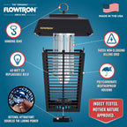 Flowtron Electric Bug Zapper, 1 Acre Outdoor, 40W UV, 5600V Zap, Black