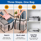 ClearSpace Heavy Duty Moving Bags - Water Resistant Storage Bags with Backpack Straps, Zippers and Handles - Large Moving Boxes for College Dorm