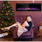 Electactic 36 Inch Electric Fireplace Insert Ultra-Thin - Recessed & Wall-Mounted Fireplace Heater with Thermostat, Adjustable Flame, Remote Control