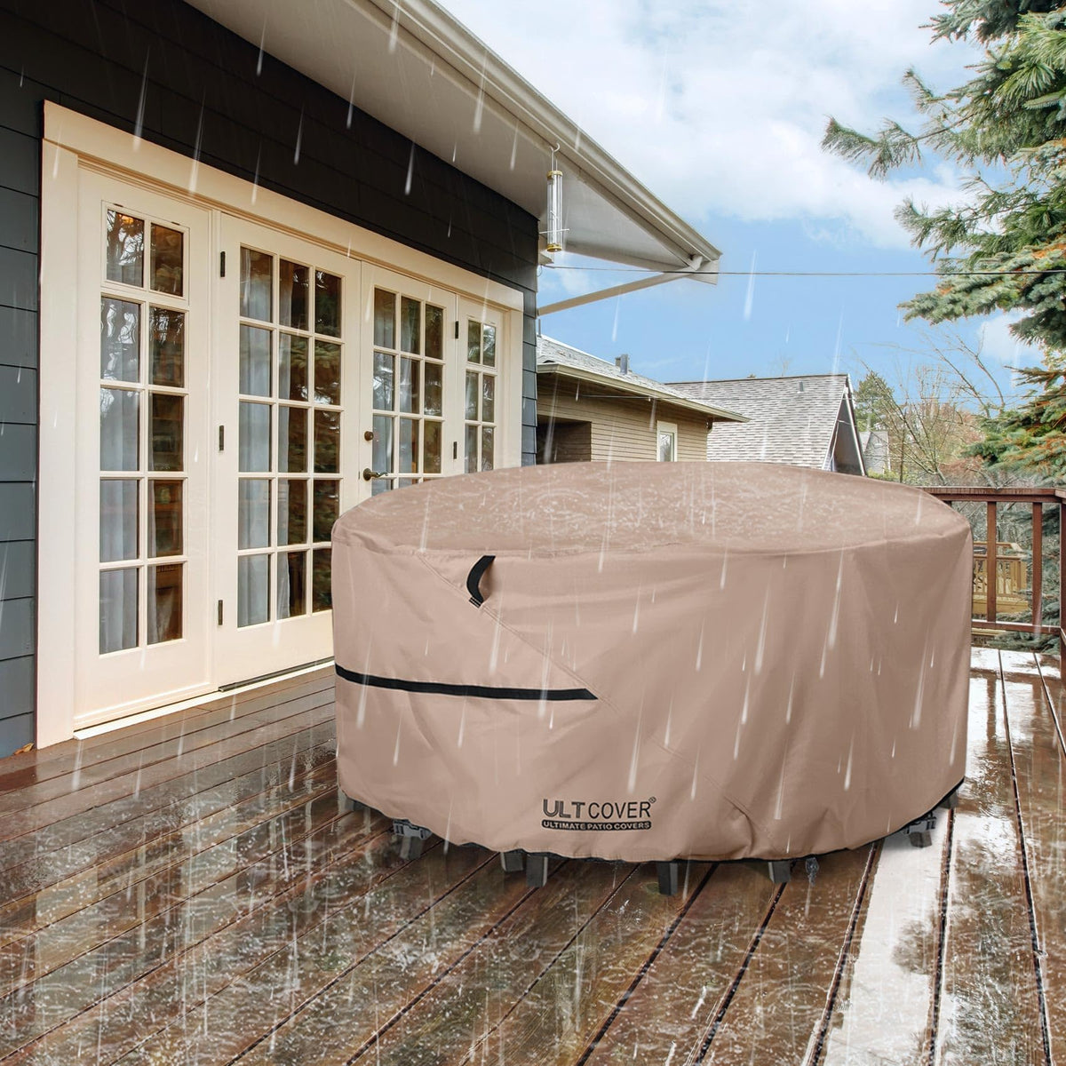 ULTCOVER Waterproof Round Patio Table Cover 76 inch