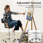 SUPERJARE Drafting Chair with Backrest, Adjustable Foot Rest Rolling Stool
