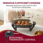 Elite Gourmet 6 Qt Electric Skillet, CERALAST™ Ceramic Nonstick Pan, 1200W