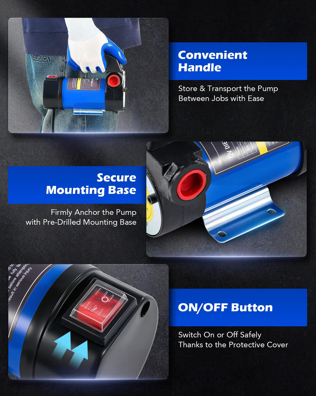 OMT Diesel Transfer Pump, 12V Fuel Transfer Pump with Nozzle Hoses