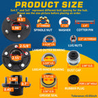 5x4.5 Trailer Hub Kits for 3500lb 1-1/16'' to 1-3/8'' Tapered Axle