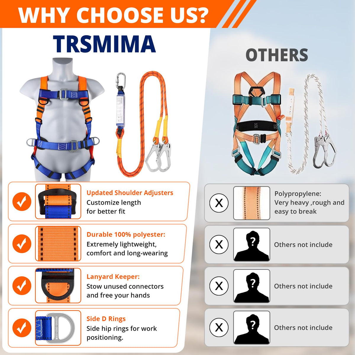 Safety Harness Fall Protection Kit: Full Body Roofing harnesses