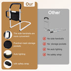 ALLJOY Bed Rails for Elderly Adults Safety- Bed Assist Rail for Seniors with Double Grab Bars, Light, Storage Bag & Fixing Strap, Fits Most Beds