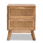 Baxton Studio Walnut Brown Finished Wood 2-Drawer Nightstand With Rattan - Baden