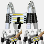 Bowoshen Telescopic Ladder 16.5 ft Aluminum 8 x 2 Steps 330 lb