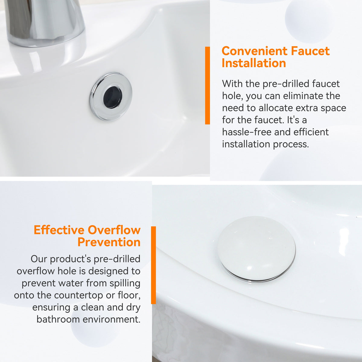 HOROW Sink Ceramic Wall Mount Bathroom Corner Small White 18"