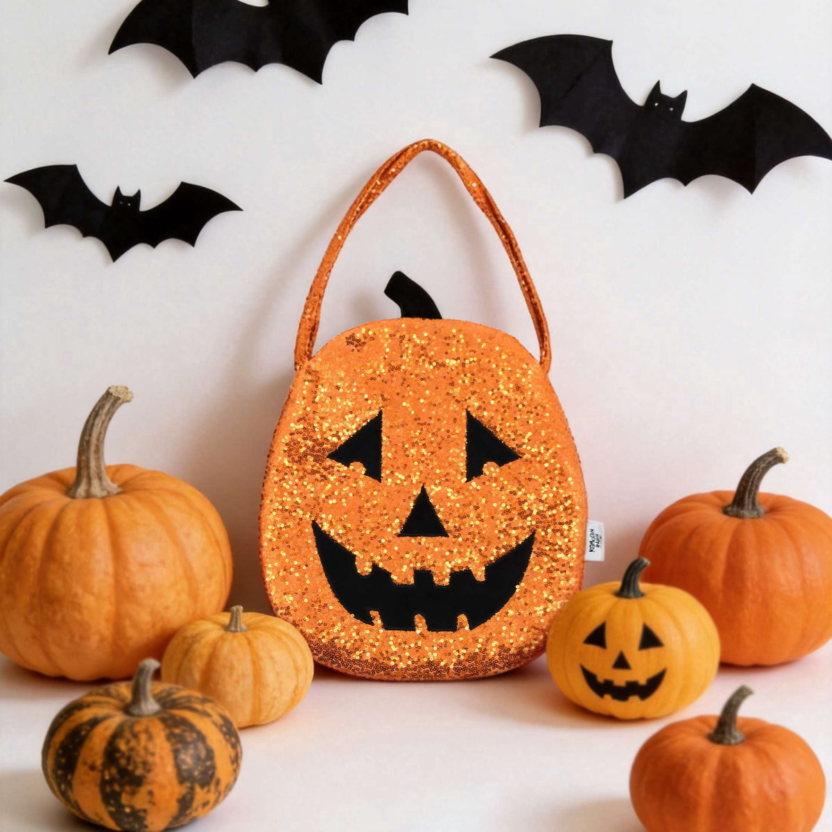 Sequin Pumpkin Trick-or-Treat Bag, Orange, 16.5", Halloween by Way To Celebrate