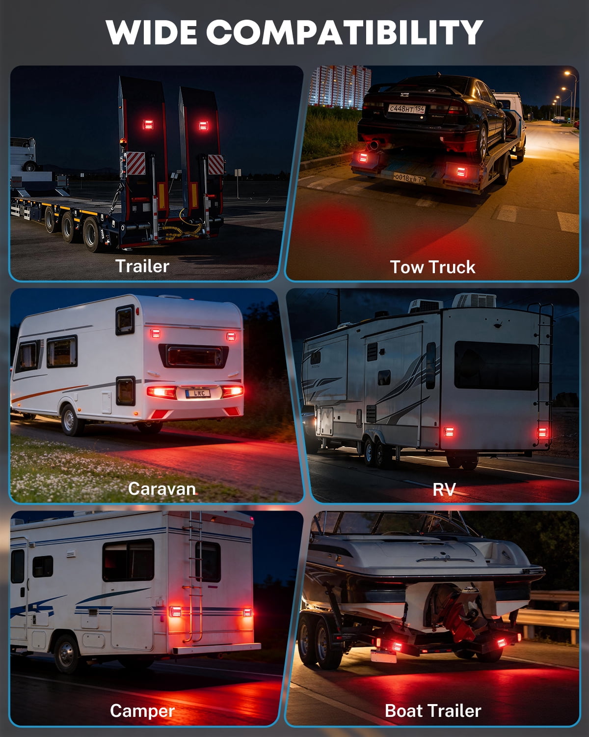 Kohree Wireless Trailer Lights Magnetic, 328 FT Signal Synchronization, Rechargeable Wireless Trailer Tow Lights LED Kit, IP67 Waterproof, 10-Hour