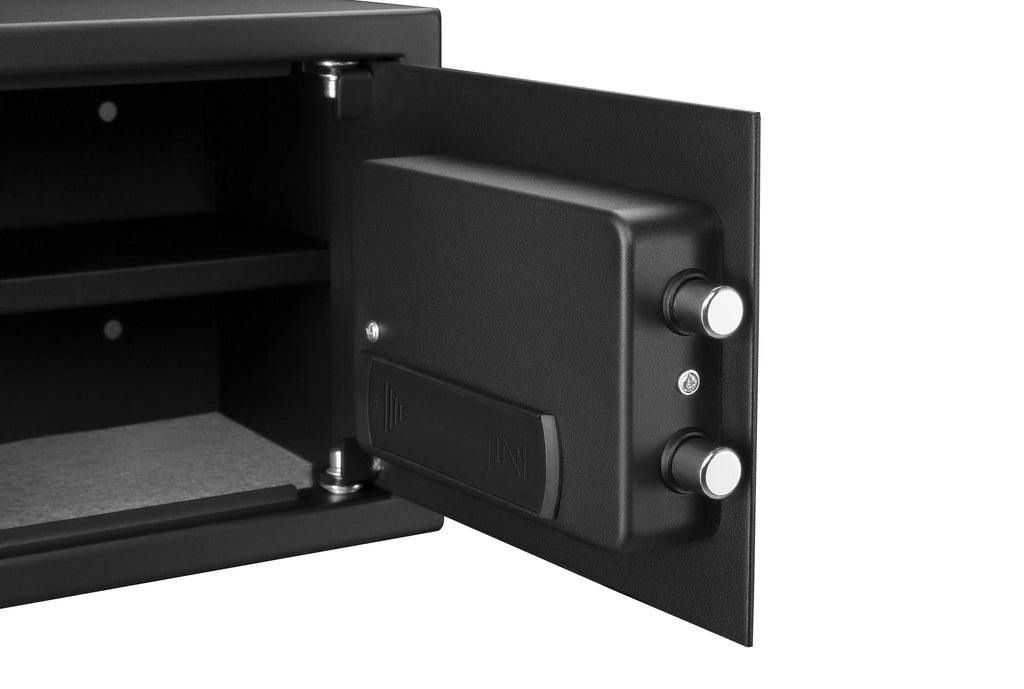 Pen + Gear Safes Model 44E20 with Electronic Lock, Backup Key, 1 Shelf, Black