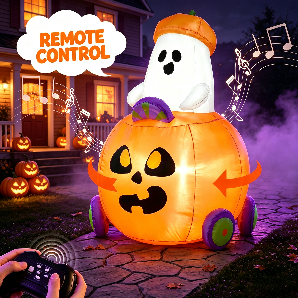 Joyfy 5ft Halloween Inflatables Light up Cute Ghost