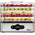 Magic Mill Food Dehydrator Machine | 5 Stackable Stainless Steel Trays, 48H Digital Adjustable Timer & Temperature Control Upto 167° Electric Dryer &