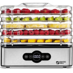 Magic Mill Food Dehydrator Machine | 5 Stackable Stainless Steel Trays, 48H Digital Adjustable Timer & Temperature Control Upto 167° Electric Dryer &