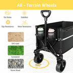 ROSONG Collapsible Wagon Cart with Wheels Foldable - Folding Utility Heavy Duty Wagons Carts for Grocery Sports Garden Shopping Camping Wheelbarrows