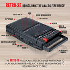 QFX Portable Shoebox Cassette Tape Player Recorder, RETRO-39BT