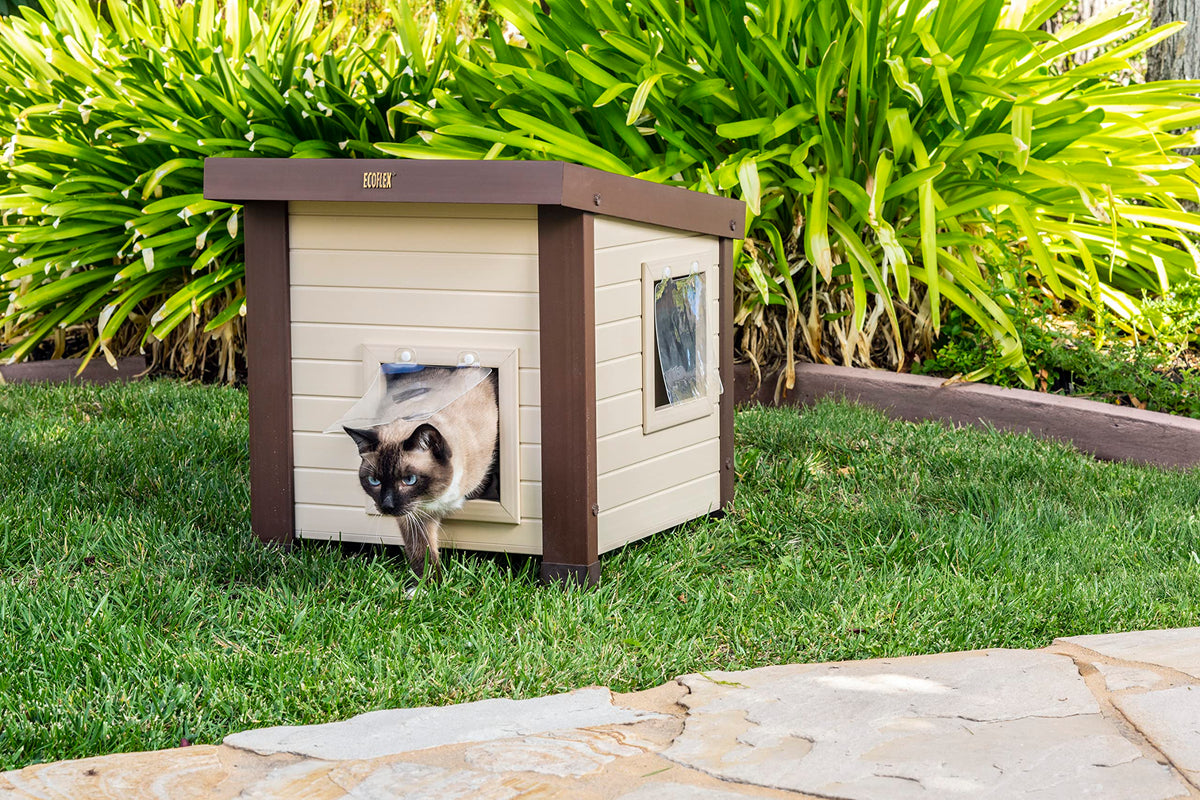 New Age Pet® ECOFLEX® Albany Outdoor Cat House, Maple/Brown