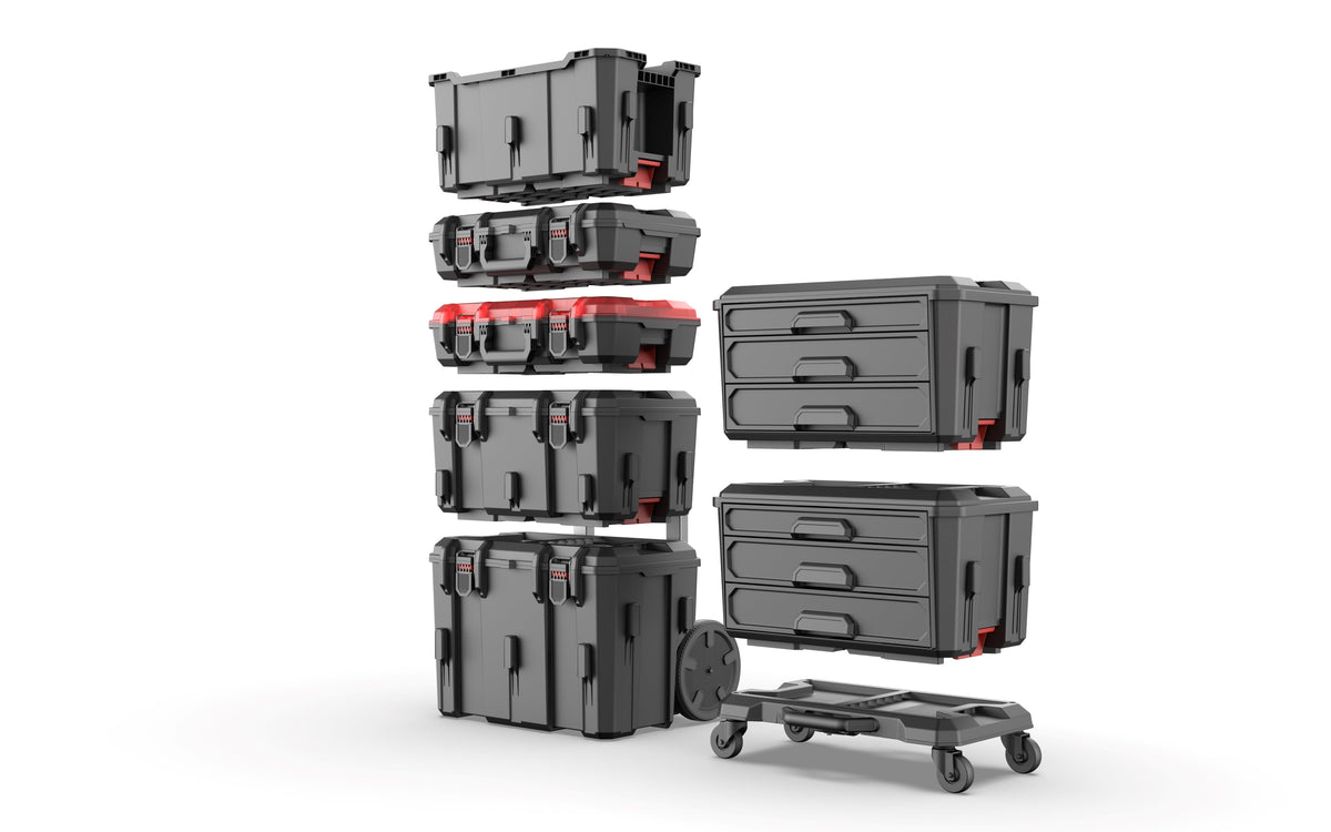 Hyper Tough Hyper Stack Rolling Tool Storage Base Box, Black