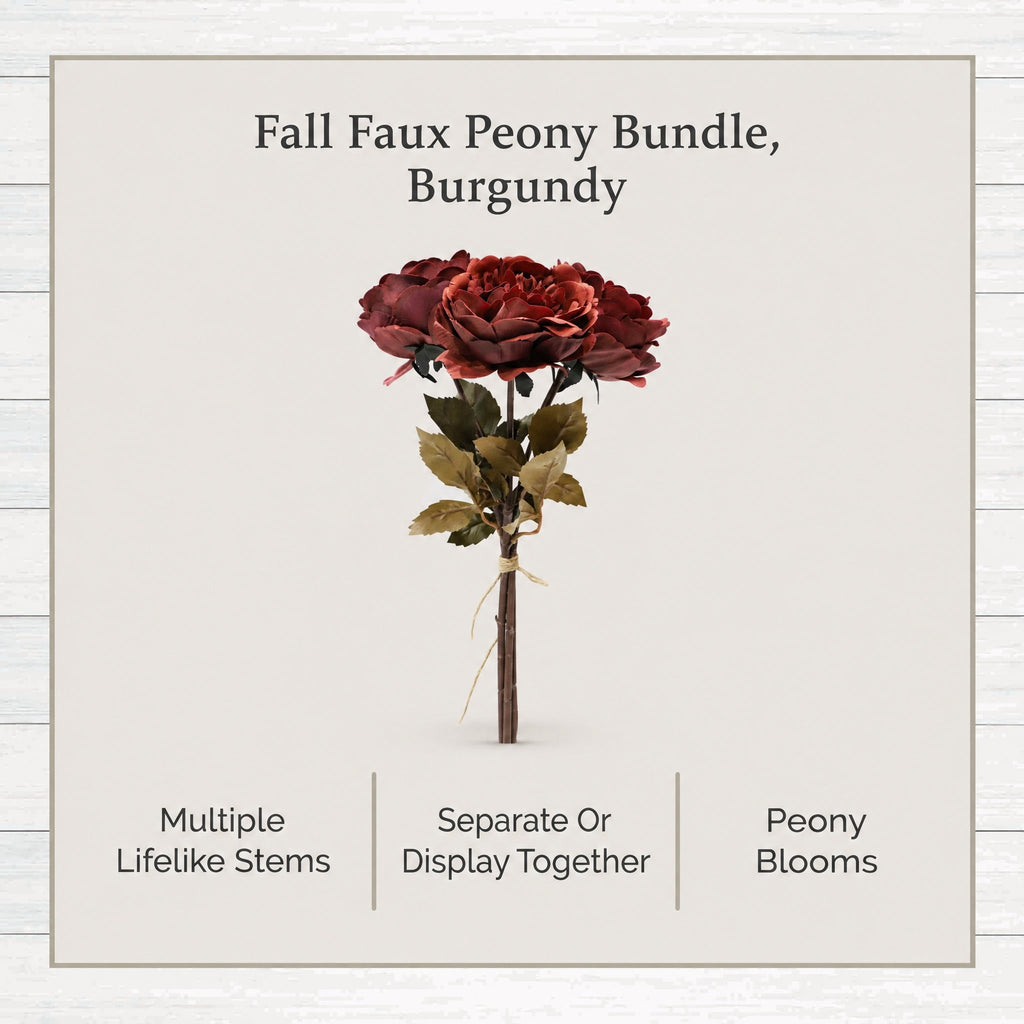 My Texas House Fall Faux Peony Bundle, Burgundy, 20"
