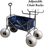 CRESTWALKER Beach Cart With 13in Balloon Wheels, Chair Racks And Pump - Beach Wagon