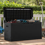 Homall 100-Gallon Outdoor Resin Deck Box for All-Weather Use Lockable Waterproof Storage Solution with Cushion Storage