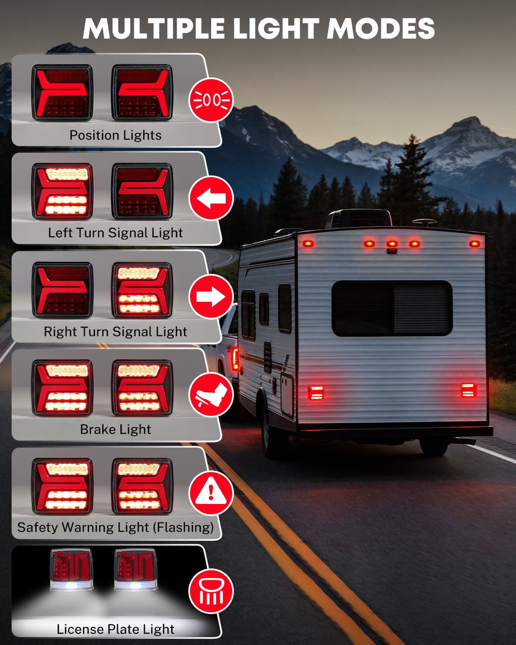 Kohree Wireless Trailer Lights Magnetic, 328 FT Signal Synchronization, Rechargeable Wireless Trailer Tow Lights LED Kit, IP67 Waterproof, 10-Hour