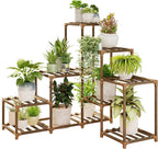 Corner Plant Stand - Indoor Wood Outdoor Plant Shelf For Multiple Plants