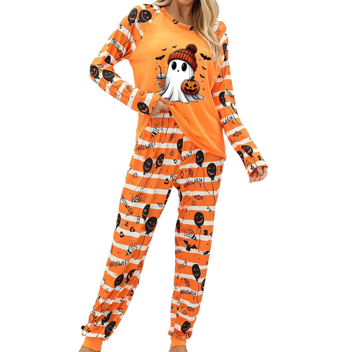Pajamas For Women Set Halloween Cozy 2 Piece Outfit Soft Comfortable Sleepwear Loungewear Nightwear Nightclothes Homewear