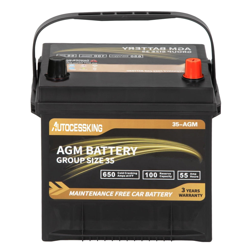 Autocessking Platinum AGM Battery, Group 35 Rechargeable Automotive Batteries for Car, 12 Volt 650 CCA 55Ah 100RC
