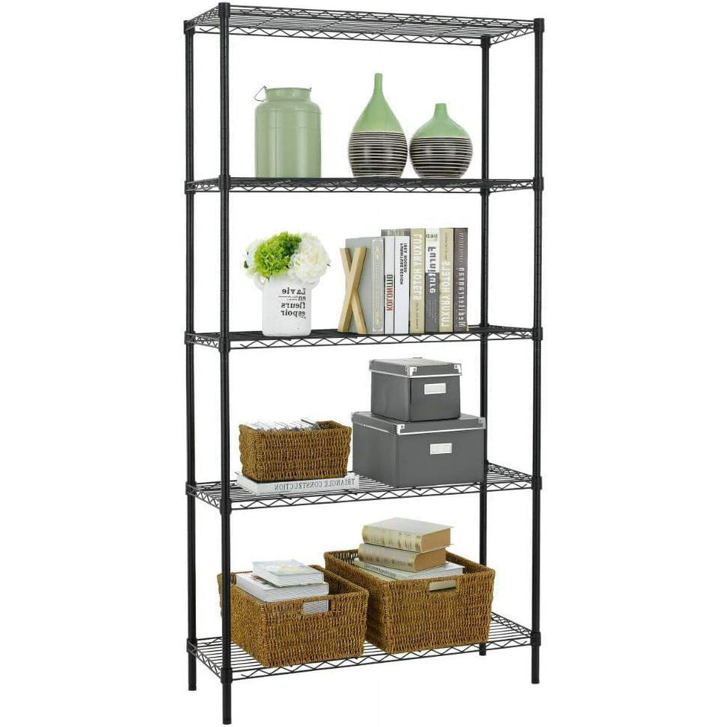 BestOffice 5-Tier Wire Shelf 36" x 14" x 72" 5 Tier Wire Shelving Unit 1250lb Capacity Black