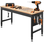 CAMMOO 60" Adjustable Heavy Duty Workbench, 2000 lbs Load Work Table with Pegboard, Power Outlets, Work Bench for Garage, Office, Home
