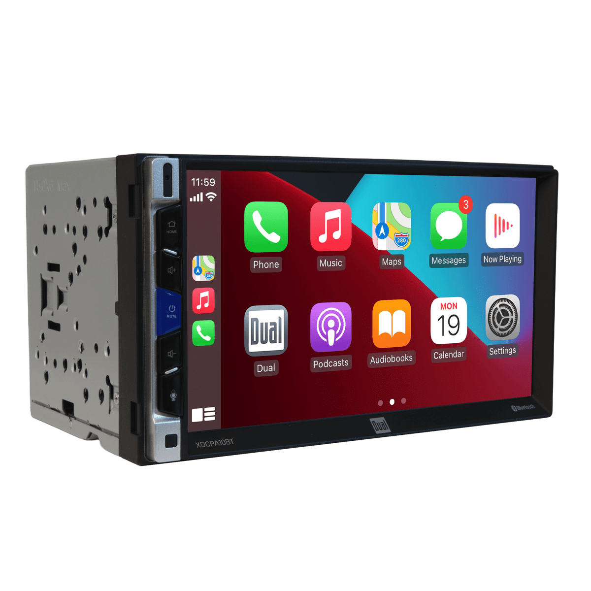 Dual 7 Inch Touchscreen Car Stereo Receiver with Apple CarPlay Android Auto Double DIN Bluetooth USB
