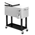 80 Quart Rolling Ice Chest With Shelf - Grey