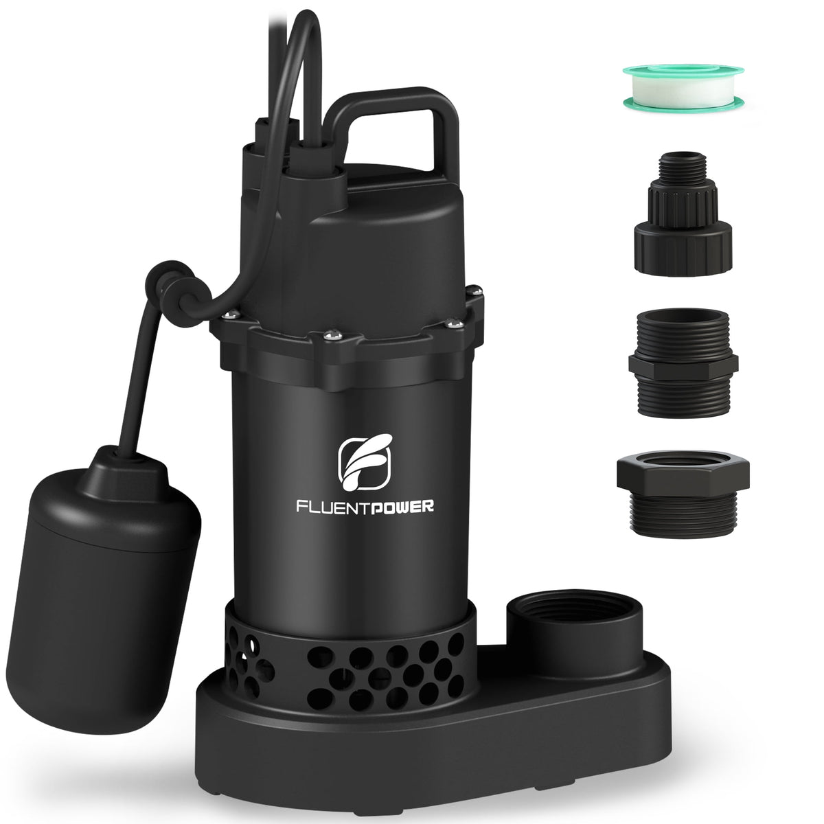 FLUENTPOWER 3/4 HP Cast Aluminum Submersible Sump Pump, 3500 GPH, Tethered Float Switch