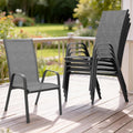 FUNDAZE Outdoor Dining Chairs Set of 4, Patio Dining Chair Stackable Armrest Patio Chairs Space Saving for Garden Backyard Deck, Gray