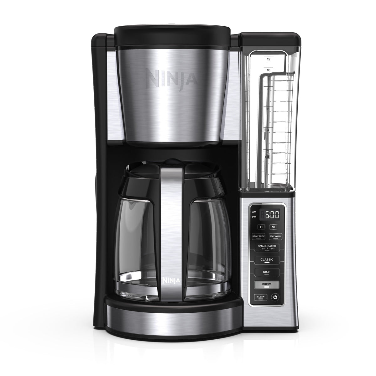Ninja 12-Cup Programmable Drip Coffee Maker, 2 Brew Styles, Adjustable Warming Plate, CE250, Black/Stainless Steel