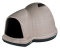 Petmate Indigo All-Weather Portable Medium Plastic Outdoor Igloo Dog House, 37.5"L For Dogs 20 to 50 lb, Taupe & Black