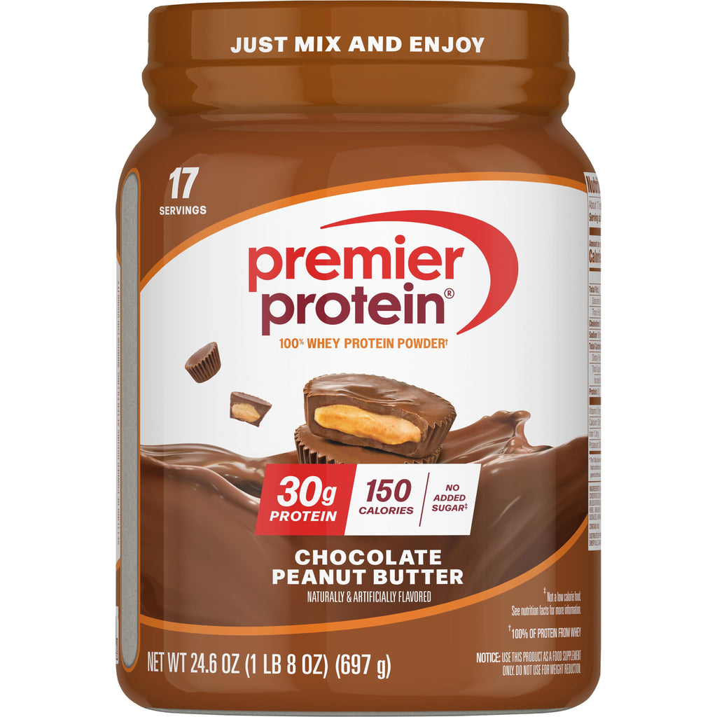 Premier Protein 100% Whey Protein Powder, Chocolate Peanut Butter, 30g Protein, 23.3oz, 1.7lb