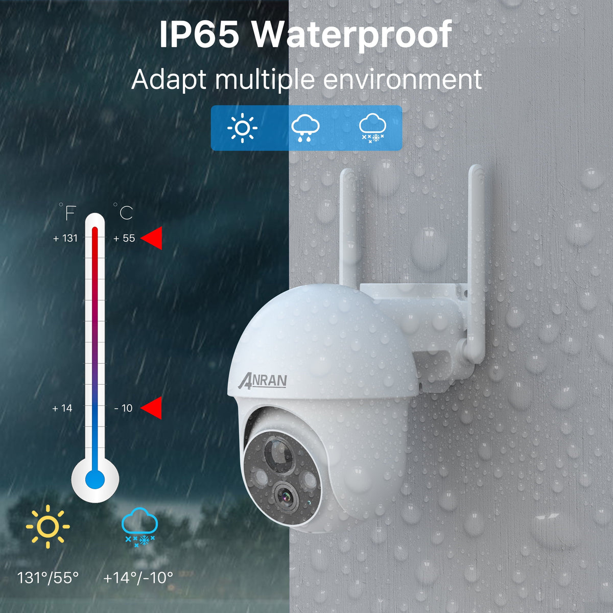 4K Solar Security Camera with Spotlight, ANRAN 360° View Wireless Outdoor Camera, Waterproof PIR Detection, Rechargeable Battery Powered Home