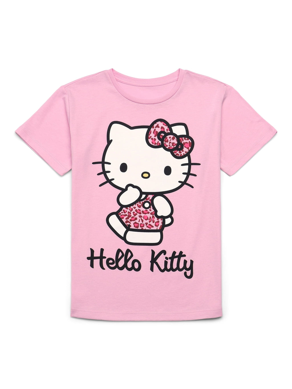 Hello Kitty Animal Print Girls Short Sleeve Graphic T-Shirt, Sizes 4-16