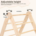 HARPPA Foldable 2-in-1 Wooden Pikler Triangle Climbing Arch With Ramp And Slide - Five Adjustable Angles