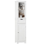 Homfa Tall Narrow Bathroom Storage Cabinet With Door And Drawer, 15.7in L x 11.8in W x 67in H, White