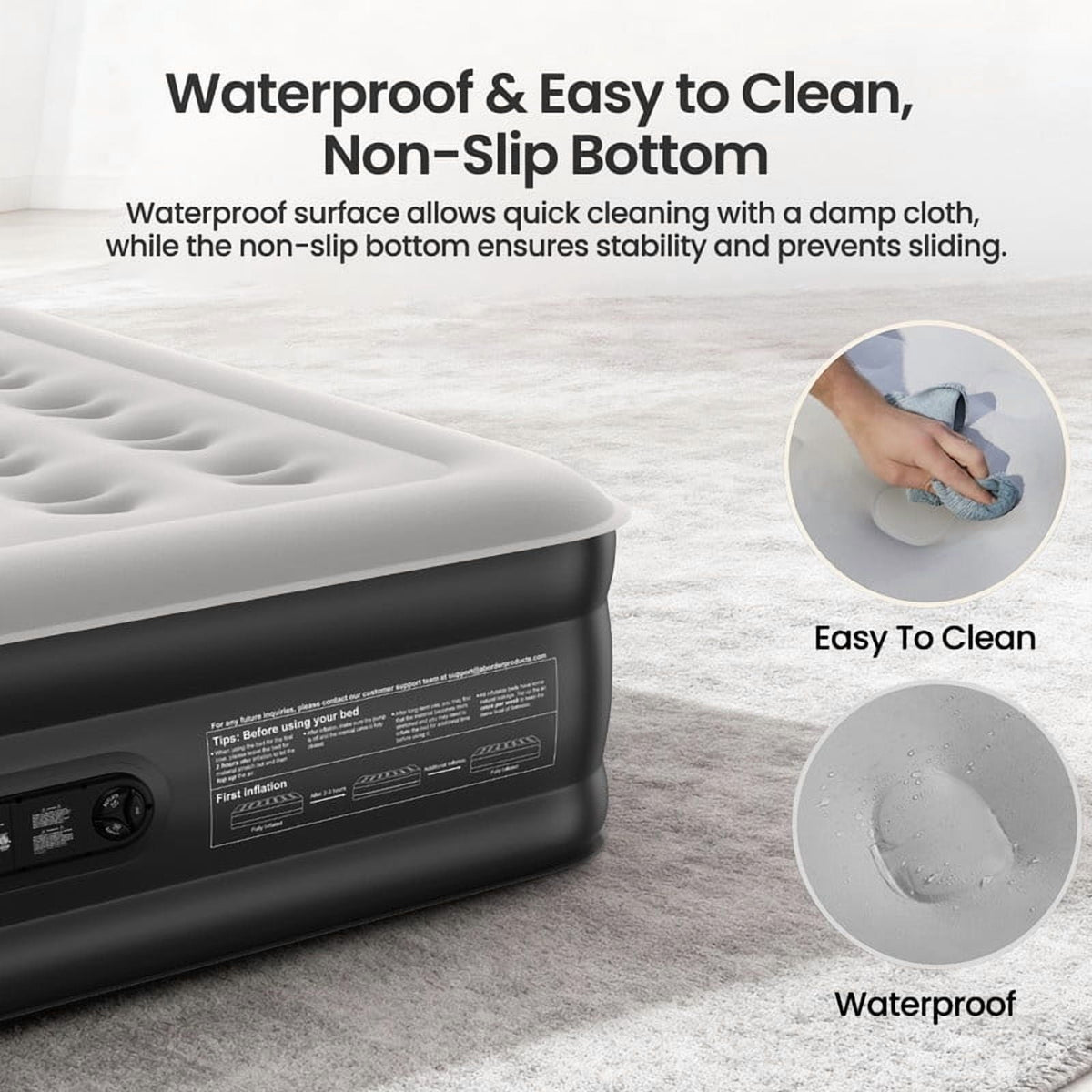 Ophanie Queen Air Mattress, 18-Inch Elevated Inflatable Bed with Built-in Pump, Puncture-Resistant, Quick Inflation/Deflation, Portable for camping &
