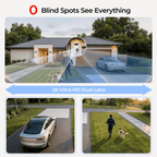 VividEye 4K Dual-Lens Solar Security Camera, 360° PTZ Surveillance security Cameras Wireless Wifi Outdoor, IP65 Waterproof PIR Detection, Full Color