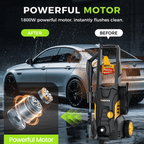 1800W Electric Pressure Washer, 5000PSI Max 3.0 GPM with 4 Nozzles, Portable High Pressure Cleaning Machine Washer with 25FT Cord, 23FT Hose, for
